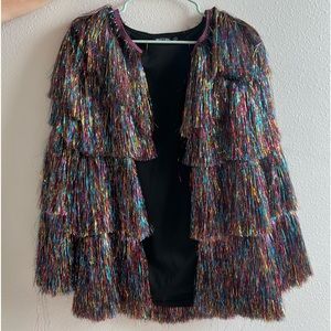 Nasty Gal Party Crasher Metallic Fringe Jacket